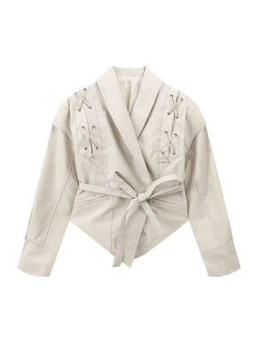Lace-up Faux Leather Jacket