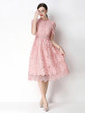 Hollow-out Water-soluble Lace Midi Dress