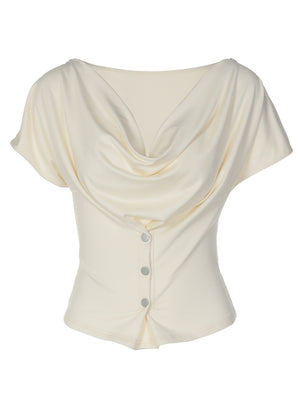 Draped Collar Buttons Slim-fit Jacket T-shirts