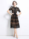 Hollow-out Water-soluble Lace Midi Dress