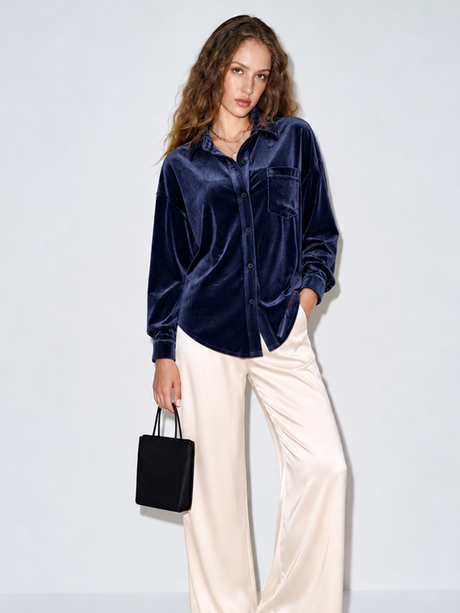 Long-sleeved Velvet Cardigan Blouse&Shirts
