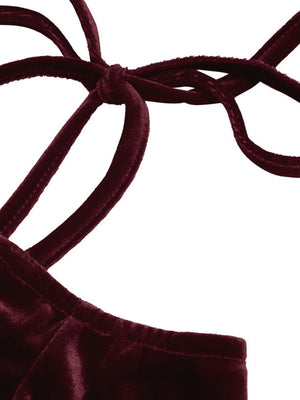 Velvet Off-shoulder Spaghetti Strap Mini Dress