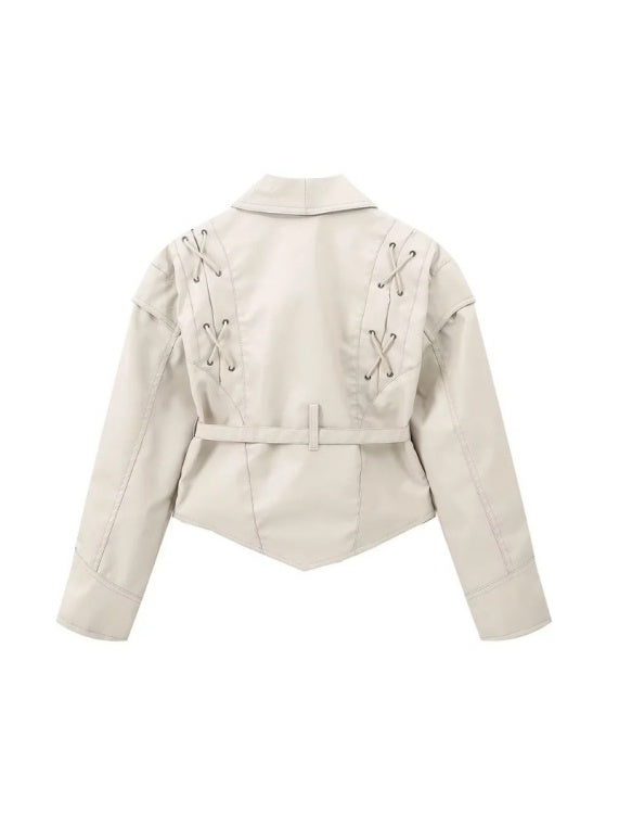 Lace-up Faux Leather Jacket