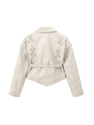 Lace-up Faux Leather Jacket