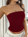 Tight-fitting Solid Color Backless Knitted Strapless Top