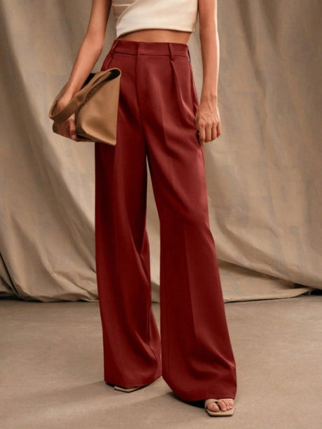 Slimming And Casual Drape Loose High Waist Straight Wide Leg Pants