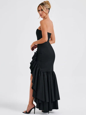 Tube Top Multi-layer Ruffles Hip-hugging Parties Maxi Dresses