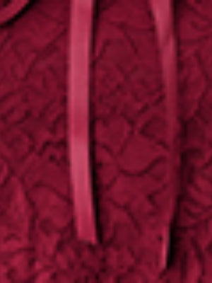 Lace Long Sleeves Straps Burgundy Fang Ling Splicing T-shirt