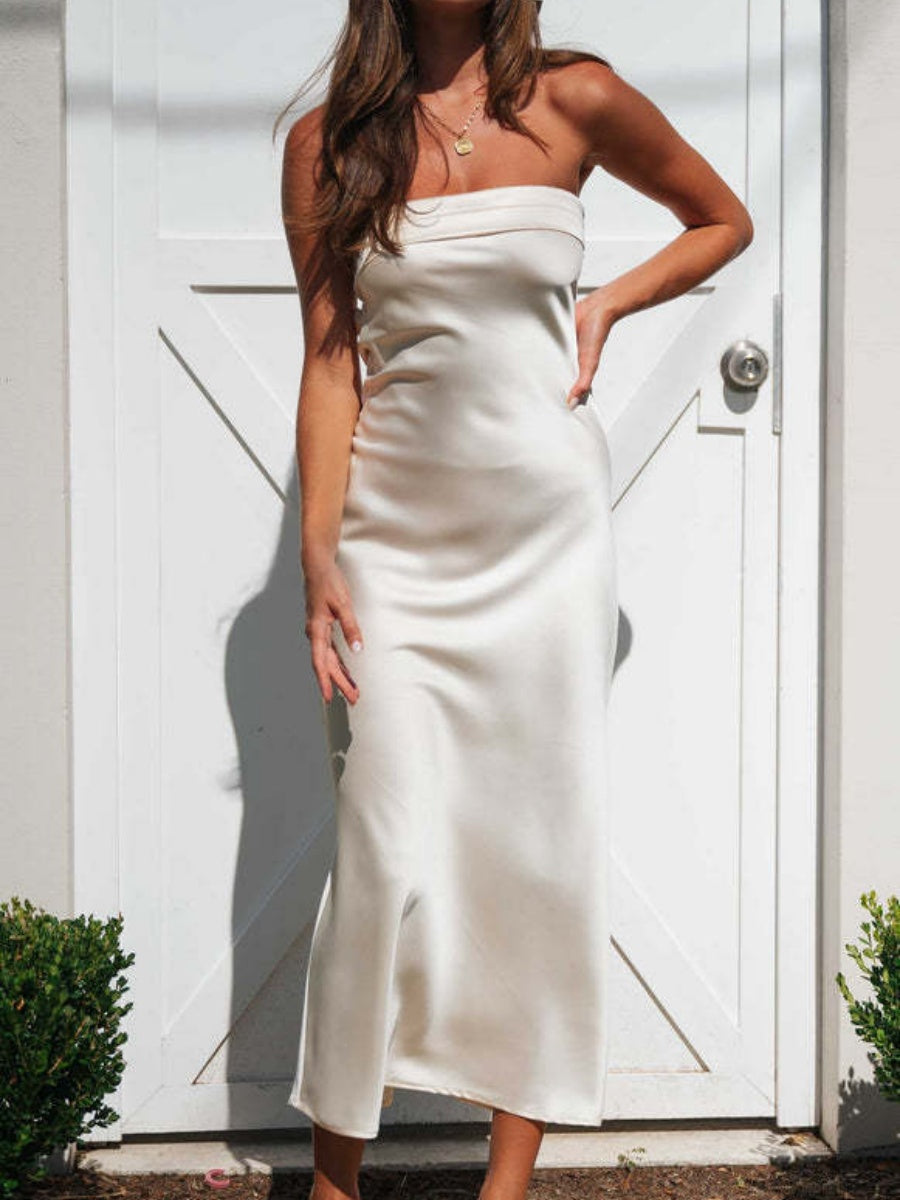 Liber Summer Women's Backless Solid Color Maxi Dresses