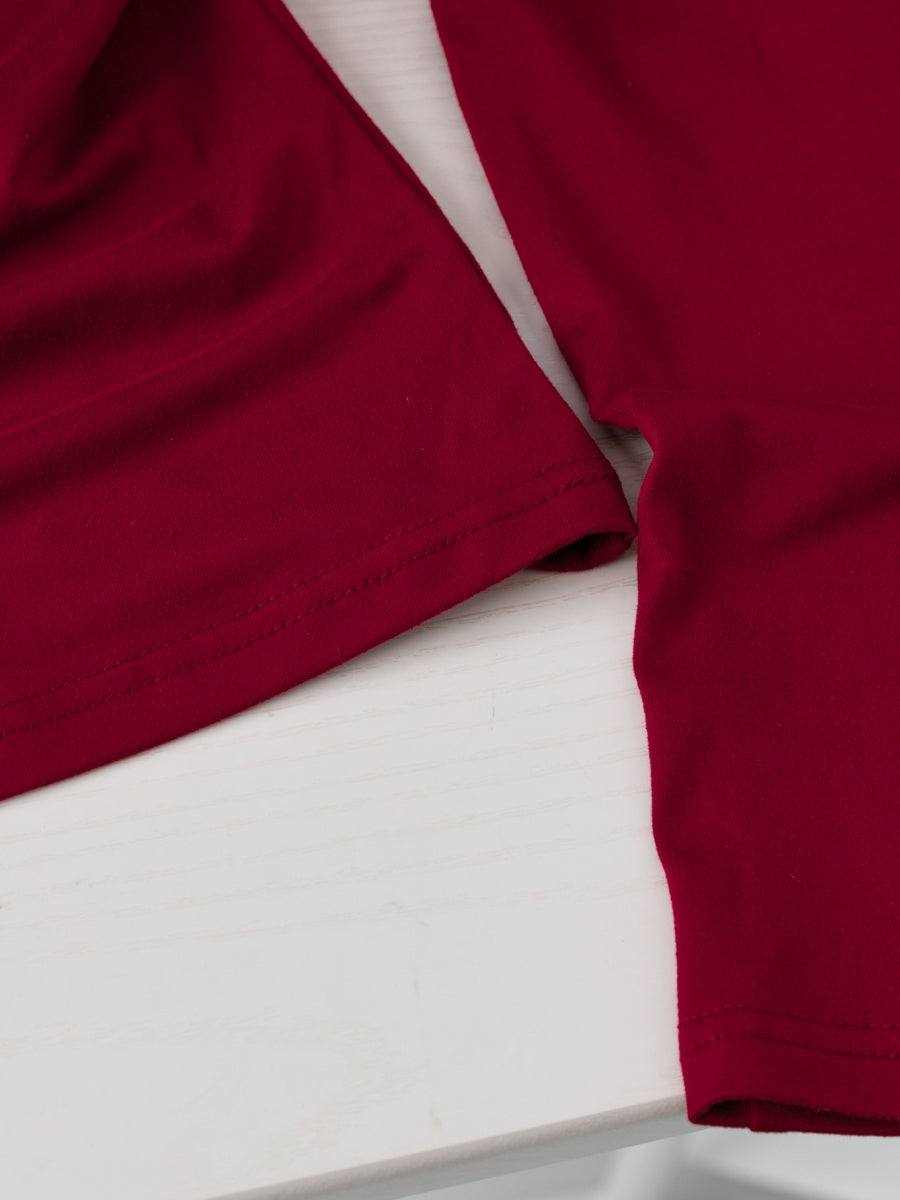 Dangling Long Sleeves Base Layer Burgundy T-shirt