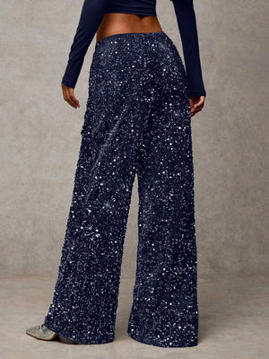 Drawstring Slimming Stretch Straight Leg Trousers