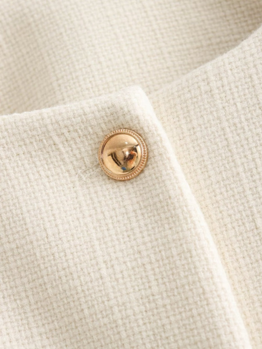 Chanel-inspired Stylish Short Dress With Button Embellishments Blazers