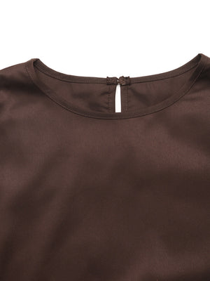 Irregularly Spliced Lace Trim Base Layer Flared Long Sleeve Tie Waist Hollowed-out Shirt T-shirt