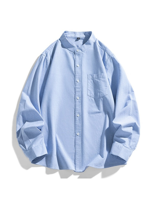 Liber Summer Men's Pocket decoration Solid Color Shirts