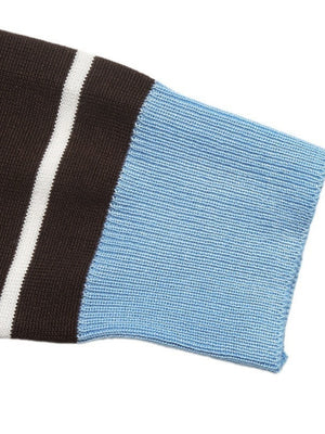 Casual Loose-fitting Striped Long-sleeved Sweater With Lapel