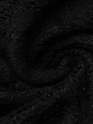 Black V-neck Long-sleeved Top With Lace Trim Jumpsuits&Bodysuits