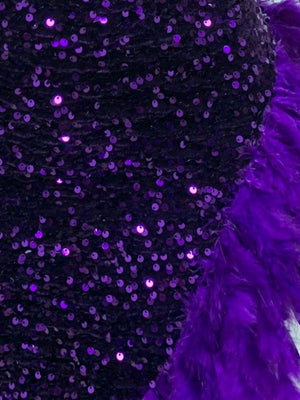 Deep V-neck Sheer Mesh Strapless Backless Sequined Feather Mini Dress