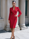 Waist-cinching, Single-button, Long-sleeved, Hip-hugging Midi Dresses
