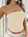 Tight-fitting Solid Color Backless Knitted Strapless Top