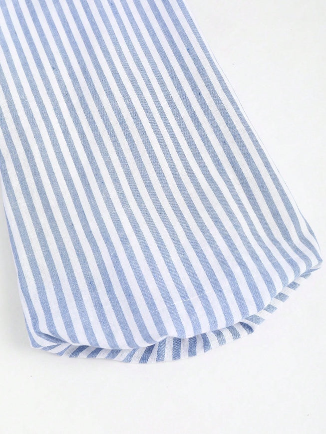 Liber Summer Women's Lace up Waist Stripes Shirts
