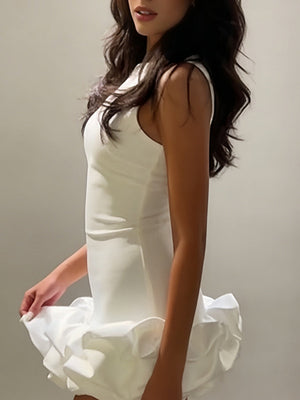 Wood Ear Splicing Flower Bud Skirt Mini&Short Dresses