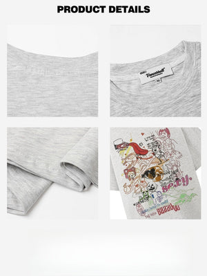 Liber Summer Neutral Printed Cartoon T-shirts