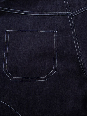 Five-pointed Star Loose-fit Straight-fit Multiple Pockets Five Points Denim Shorts