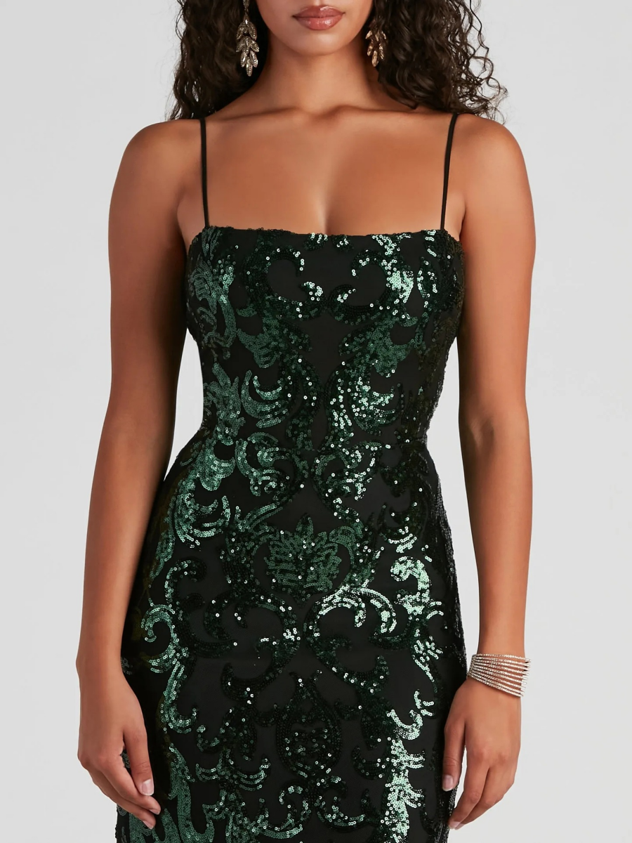Liber Autumn women's sequined suspender long dress