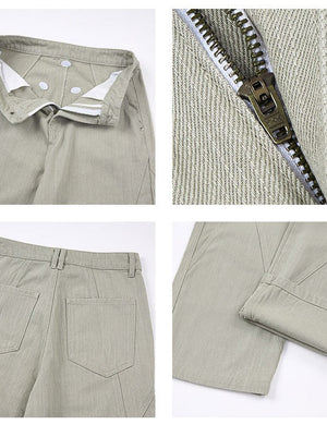 Slub-Webart, farblich abgesetzte, gewaschene Hose mit geradem Bein