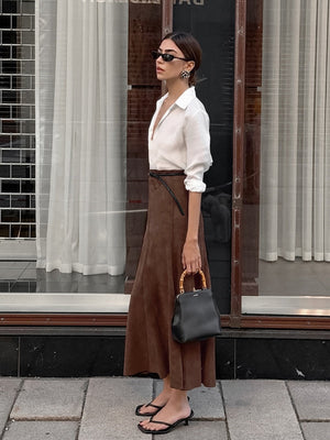 Straight zipper maxi skirt