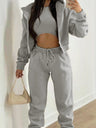 Solid Color Minimalist Hooded Sweatshirt And Casual Sports Pants 3-piece Sets