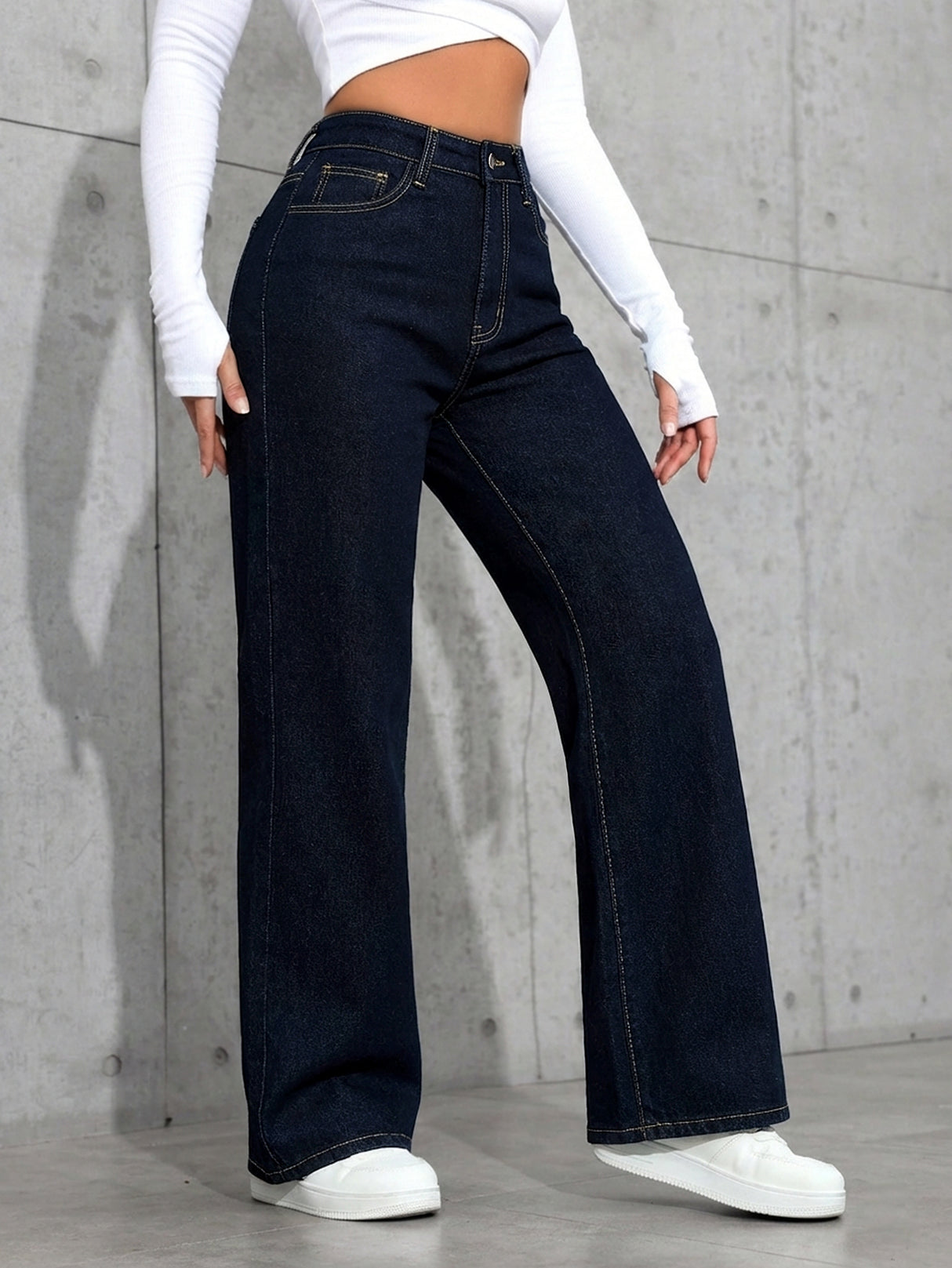 American Casual Super Cool Loose Straight Leg Mid-rise Jeans