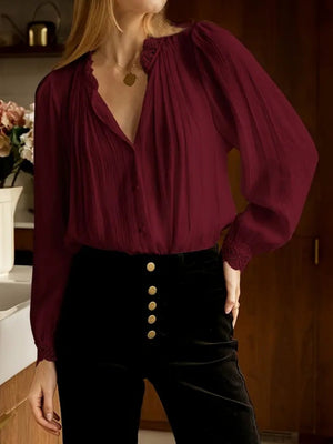 Splicing Lace Trim Commuting Shirts