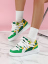Women's Sneakers With Unique Color-blocked Shoelaces