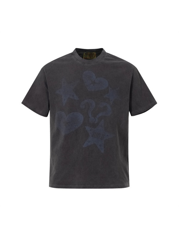 Distressed Love Star Printed T-shirts