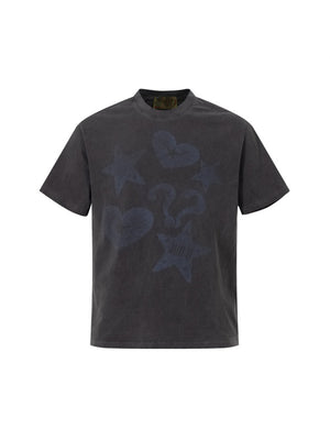 Distressed Love Star Printed T-shirts
