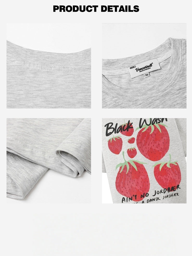 Liber Summer Neutral Printed Strawberry T-shirts