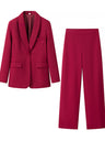 Lapel Suit Jacket High-waisted Loose-fitting Trousers 2-piece Sets