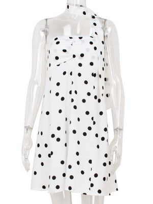 Polka Dots Wear A Scarf Strapless Mini&Short Dresses
