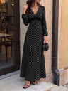 Lace-up Lace Polka Dots Splicing Polka Dots Maxi Dresses