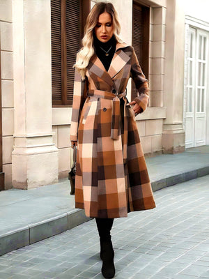 Long Coat Pockets Bandage A-line Coat