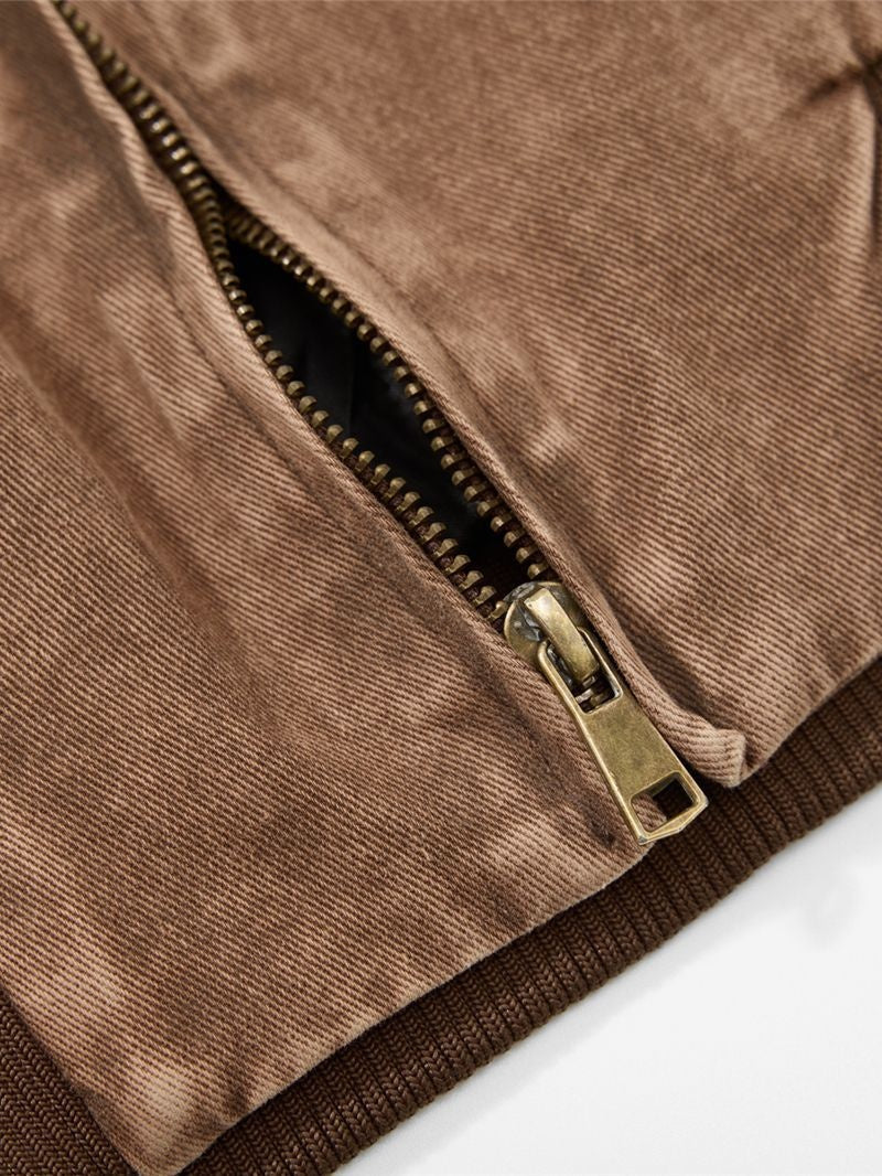 Retro Old Splicing Letter Embroidery Lapel Jackets