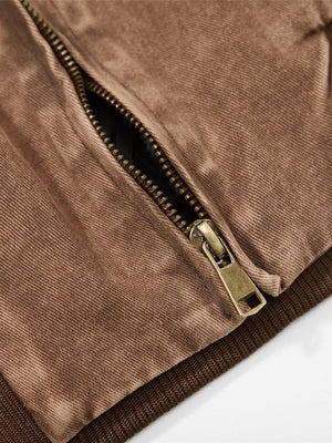 Retro Old Splicing Letter Embroidery Lapel Jackets