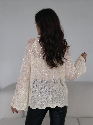 Elegant Sequined Knit Sweater