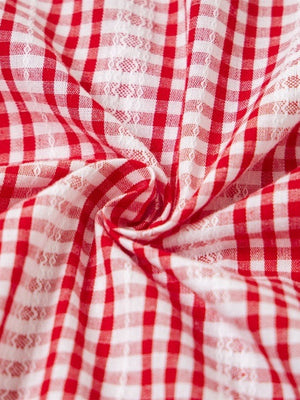 Plaid Retro Vibe Badge Embroidery Lapel Long-sleeved Shirt