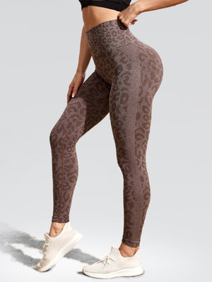 Eng anliegende Yogahose mit Leopardenmuster, Bauchkontrolle, hohem Bund und Hüftlift