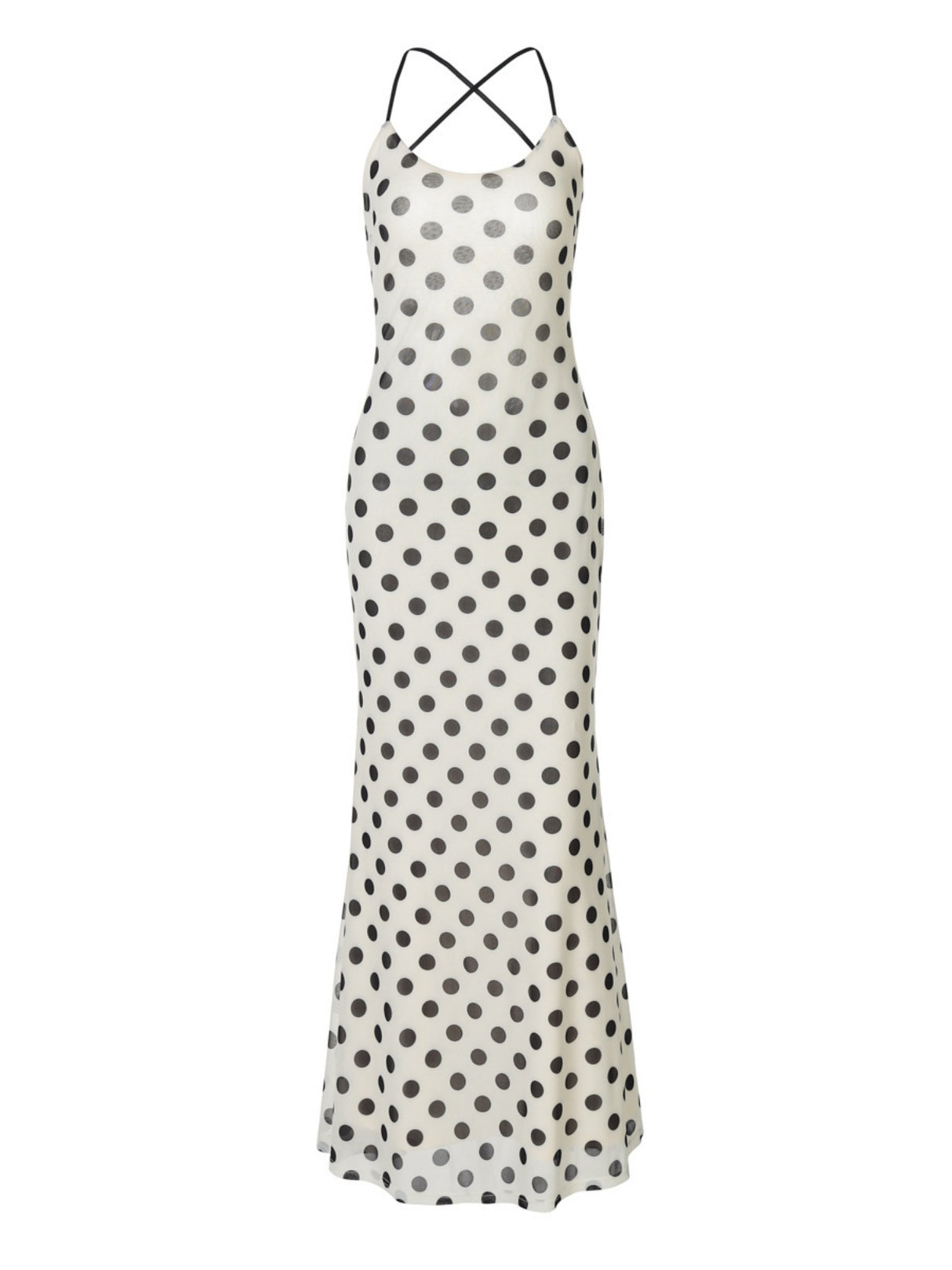 Polka Dots Sleeveless Slim-fit Maxi Dresses