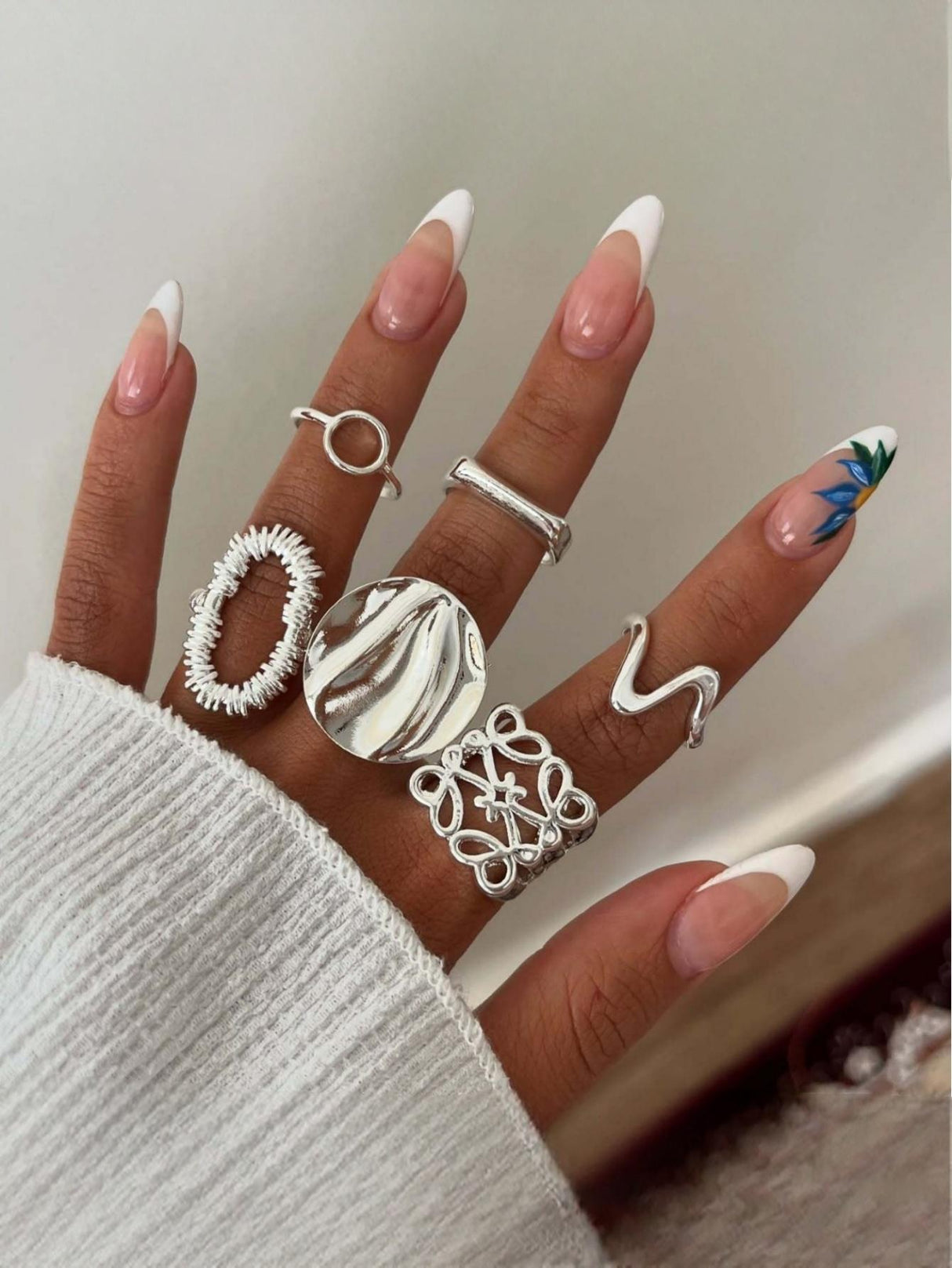 Geometric Openwork Ring Set