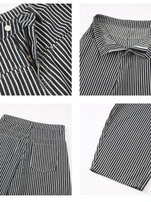 Liber Autumn Neutral wear Color matching Stripes Pants