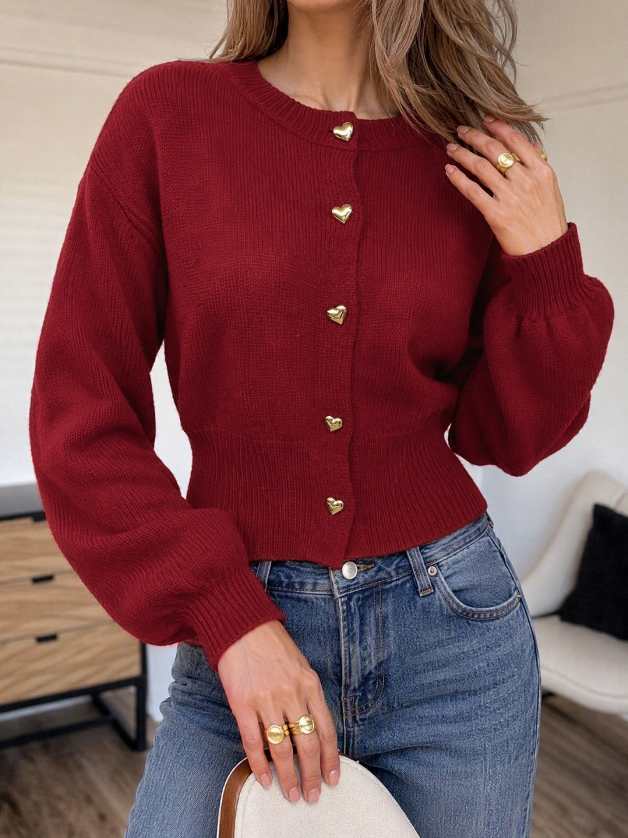 Buttons Solid Color Cardigans